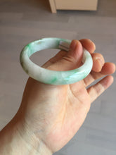 Load image into Gallery viewer, 54mm 100% natural certified sunny green/white (白底青) jadeite jade bangle BL36-5240
