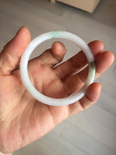 Load image into Gallery viewer, 55.8mm certified 100% natural white sunny green purple slim round cut jadeite jade bangle BL90-4666
