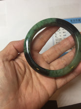 Load image into Gallery viewer, Sold  58.8mm Certified 100% natural Type A sunny green dark green/black(绿水墨)  jadeite jade bangle PB57-9764

