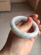 Load image into Gallery viewer, 60mm certified 100% natural sunny green white slim round cut jadeite jade bangle BL89-4663
