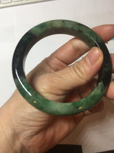 Load image into Gallery viewer, Sold  58.8mm Certified 100% natural Type A sunny green dark green/black(绿水墨)  jadeite jade bangle PB57-9764
