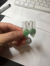 Load image into Gallery viewer, 100% natural type A sunny green jadeite jade leaf earring PC25-4
