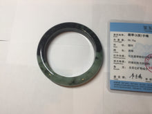 Load image into Gallery viewer, 58.8mm Certified 100% natural Type A sunny green dark green/black(绿水墨)  jadeite jade bangle PB58-9774
