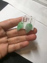 Load image into Gallery viewer, 100% natural type A sunny green jadeite jade leaf earring PC25-4
