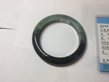 Load image into Gallery viewer, 58.8mm Certified 100% natural Type A sunny green dark green/black(绿水墨)  jadeite jade bangle PB58-9774
