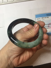 Load image into Gallery viewer, 58.8mm Certified 100% natural Type A sunny green dark green/black(绿水墨)  jadeite jade bangle PB58-9774

