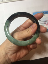Load image into Gallery viewer, 58.8mm Certified 100% natural Type A sunny green dark green/black(绿水墨)  jadeite jade bangle PB58-9774
