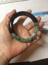 Load image into Gallery viewer, 58.8mm Certified 100% natural Type A sunny green dark green/black(绿水墨)  jadeite jade bangle PB58-9774
