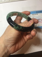 Load image into Gallery viewer, 58.8mm Certified 100% natural Type A sunny green dark green/black(绿水墨)  jadeite jade bangle PB58-9774
