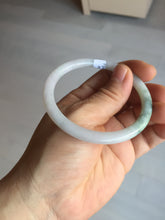 Load image into Gallery viewer, 55.6mm 100% natural Type A light green white slim round cut jadeite jade bangle BM105-4529
