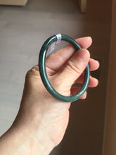 Load image into Gallery viewer, 57.3mm Certified Type A 100% Natural light green/blue/gray Guatemala slim round cut Jadeite bangle BP223-1022
