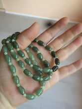 Load image into Gallery viewer, 100% natural  type A oily dark green olive +round jadeite jade bead  bracelet AT91
