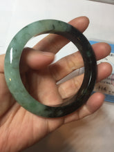 Load image into Gallery viewer, 58.8mm Certified 100% natural Type A sunny green dark green/black(绿水墨)  jadeite jade bangle PB58-9774
