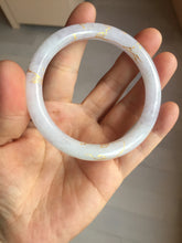 Load image into Gallery viewer, 56mm 100% Natural type A light purple white carved and golden-painted round cut Jadeite Jade bangle PA175-9116
