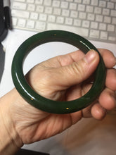 Load image into Gallery viewer, 63mm certified 100% Natural dark green(碧玉) black nephrite Jade bangle HF107-0882
