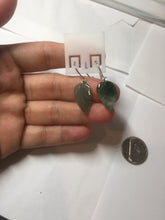 Load image into Gallery viewer, 100% natural type A icy watery dark green jadeite jade leaf earring PC25-7
