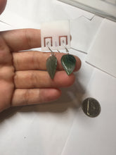 Load image into Gallery viewer, 100% natural type A icy watery dark green jadeite jade leaf earring PC25-7
