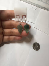 Load image into Gallery viewer, 100% natural type A icy watery dark green jadeite jade leaf earring PC25-7
