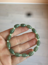 Load image into Gallery viewer, 100% natural  type A oily dark green olive +round jadeite jade bead  bracelet AT91
