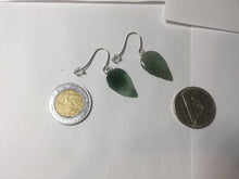 Load image into Gallery viewer, 100% natural type A icy watery dark green jadeite jade leaf earring PC25-7
