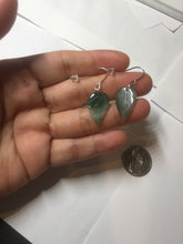 Load image into Gallery viewer, 100% natural type A icy watery dark green jadeite jade leaf earring PC25-7
