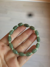 Load image into Gallery viewer, 100% natural  type A oily dark green olive +round jadeite jade bead  bracelet AT91
