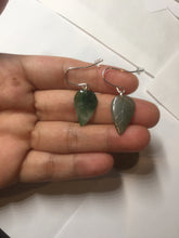 Load image into Gallery viewer, 100% natural type A icy watery dark green jadeite jade leaf earring PC25-7
