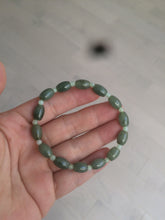 Load image into Gallery viewer, 100% natural  type A oily dark green olive +round jadeite jade bead  bracelet AT91
