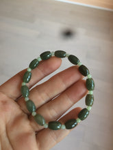 Load image into Gallery viewer, 100% natural  type A oily dark green olive +round jadeite jade bead  bracelet AT91
