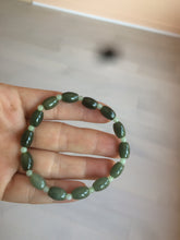 Load image into Gallery viewer, 100% natural  type A oily dark green olive +round jadeite jade bead  bracelet AT91
