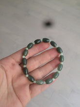 Load image into Gallery viewer, 100% natural  type A oily dark green olive +round jadeite jade bead  bracelet AT91
