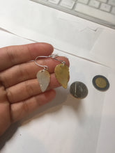 Load image into Gallery viewer, 100% natural type A yellow white jadeite jade leaf earring PC25-8
