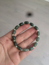 Load image into Gallery viewer, 100% natural  type A oily dark green olive +round jadeite jade bead  bracelet AT91
