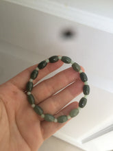 Load image into Gallery viewer, 100% natural  type A oily dark green olive +round jadeite jade bead  bracelet AT91
