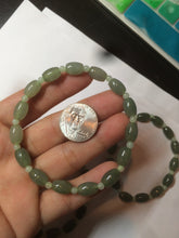 Load image into Gallery viewer, 100% natural  type A oily dark green olive +round jadeite jade bead  bracelet AT91
