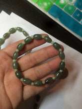 Load image into Gallery viewer, 100% natural  type A oily dark green olive +round jadeite jade bead  bracelet AT91
