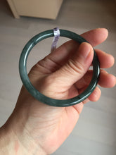 Load image into Gallery viewer, 57.3mm Certified Type A 100% Natural light green/blue/gray Guatemala slim round cut Jadeite bangle BP204-1007
