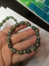 Load image into Gallery viewer, 100% natural  type A oily dark green olive +round jadeite jade bead  bracelet AT91
