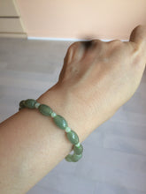 Load image into Gallery viewer, 100% natural  type A oily dark green olive +round jadeite jade bead  bracelet AT91
