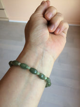 Load image into Gallery viewer, 100% natural  type A oily dark green olive +round jadeite jade bead  bracelet AT91
