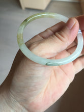 Load image into Gallery viewer, 51mm certified 100% natural type A icy watery light yellow/green/white slim oval round cut jadeite jade bangle AD104-8093
