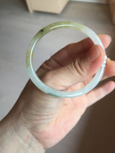 Load image into Gallery viewer, 51mm certified 100% natural type A icy watery light yellow/green/white slim oval round cut jadeite jade bangle AD104-8093
