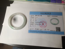 Load image into Gallery viewer, 52.5 mm Certified Type A 100% Natural sunny green/white Jadeite jade bangle m97-5059
