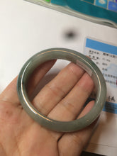 Load image into Gallery viewer, 49mm Certified Type A 100% Natural dark green/gray oval Jadeite Jade bangle AX4-2872
