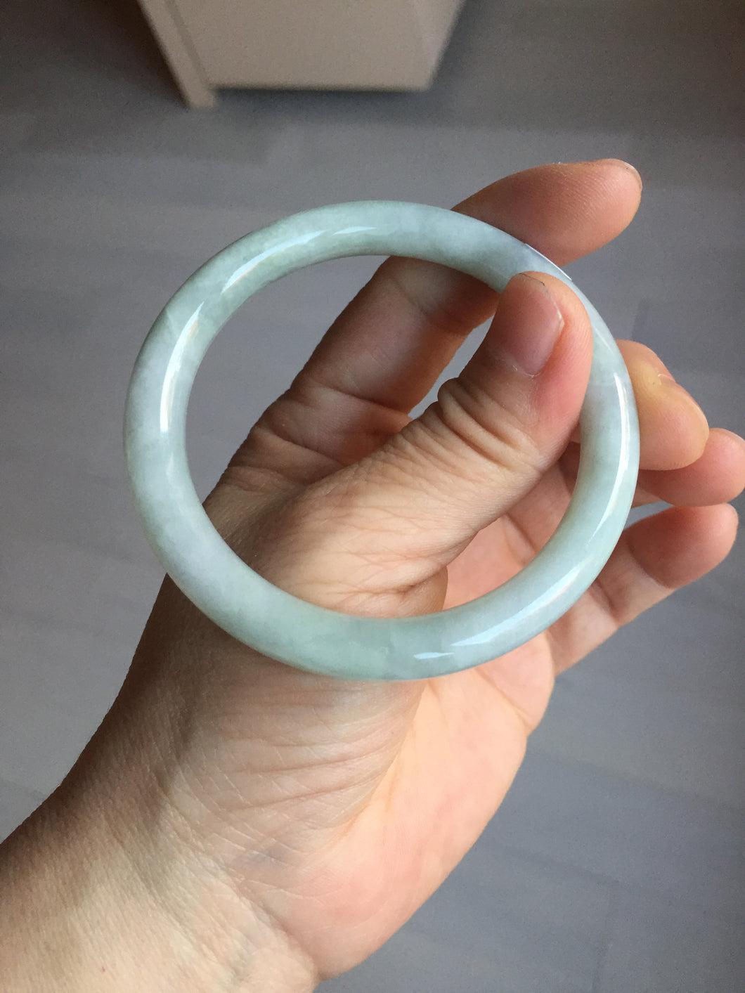 55mm Certified Type A 100% Natural light green round cut Jadeite Jade bangle F140-8162