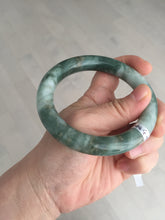 Load image into Gallery viewer, 59.5mm certified Type A 100% Natural dark green brown chubby round cut Jadeite Jade bangle BK141-5309
