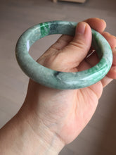 Load image into Gallery viewer, 60.5mm certified Type A 100% Natural sunny green gray black Jadeite Jade bangle BS82-9879
