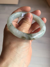 Load image into Gallery viewer, 56.5mm 100% natural type A icy watery light green/brown/black seaweed jadeite jade bangle Q139-5250
