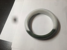 Load image into Gallery viewer, 54.8mm certified type A 100% Natural oily dark green/white(半山半水) chubby Jadeite Jade bangle C82-4436
