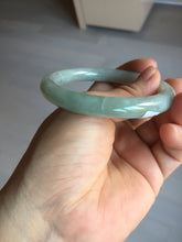 Load image into Gallery viewer, 54.5mm Certified Type A 100% Natural light green round cut Jadeite Jade bangle F139-8172
